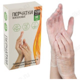Перчатки хозяйственные виниловые, неопудренные, р-р М, 100шт в боксе