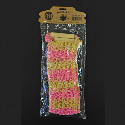 Мочалка банная (0211) 12*56см цв.сезаль,кр.вязка,дер.руч