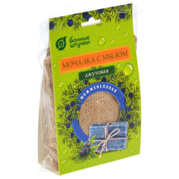Мочалка джутовая Можжевеловая с мыльной стружкой 100г-2