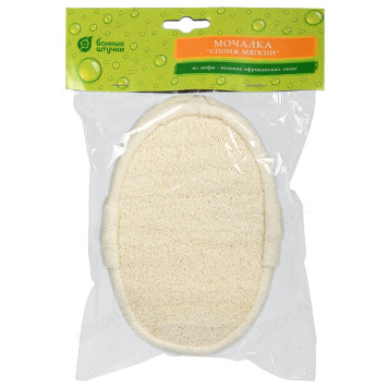 Мочалка из люфы/спонж мягкий с хлопком, 11*15*5 см-3