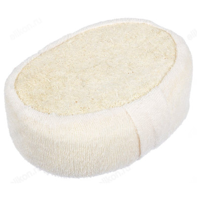 Мочалка из люфы/спонж мягкий с хлопком, 11*15*5 см