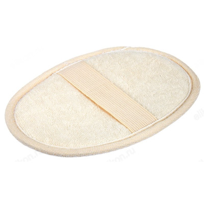 Мочалка из люфы/спонж овальный с хлопком, 11*16 см-1