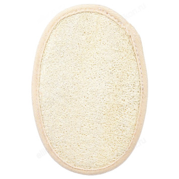Мочалка из люфы/спонж овальный с хлопком, 11*16 см-2
