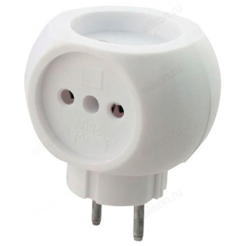 Тройник сетевой круглый 6А 33893 белый