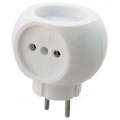 Тройник сетевой круглый 6А 33893 белый