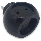 Тройник сетевой круглый 6А 37637 черный