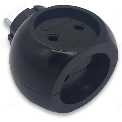 Тройник сетевой круглый 6А 37637 черный