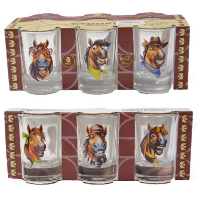 Рюмка набор 6шт 02с1022 Крейзи лошадки 50мл (536826)