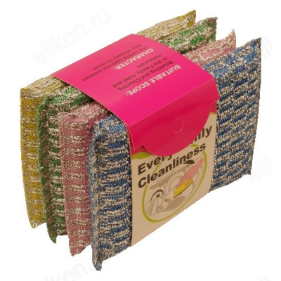 Губка поролон металлизированная нить 4в1 6023