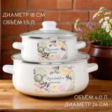 Набор кастрюль эмаль Овощной микс 4пр 894-552 индукция, стекл. крышка