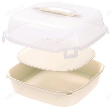 Тортница АП772 30х30х14см с ручкой, слоновая кость