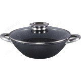 Казан чугун с крышкой ВОК Черный мрамор ВЕ-905/28см