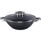 Казан чугун с крышкой ВОК Черный мрамор ВЕ-905/28см