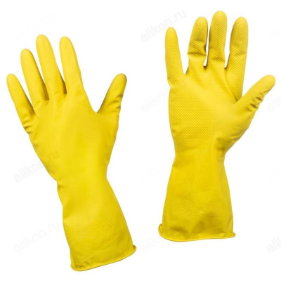 Перчатки латексные хозяйственные DGL018P  р-р L желтые