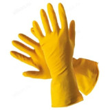 Перчатки латексные хозяйственные DGL025P с х/б напылением, р-р M желтые