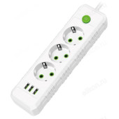 Удлинитель Amper 2,0м 3гн JH-1031U-2W белый