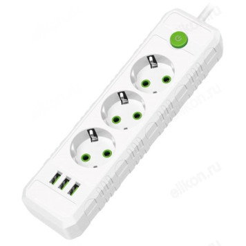 Удлинитель Amper 2,0м 3гн JH-1031U-2W белый