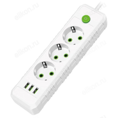 Удлинитель Amper 2,0м 3гн JH-1031U-2W белый