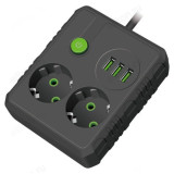 Удлинитель Amper 2,0м 2гн JH-1034U-2B черный