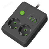 Удлинитель Amper 2,0м 2гн JH-1034U-2B черный