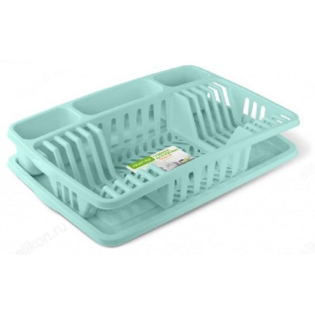 Сушилка для посуды с поддоном мятная