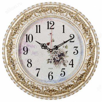 Часы настенные Рубин 3825-003 Полевые цветы бел/золто