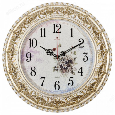 Часы настенные Рубин 3825-003 Полевые цветы бел/золто