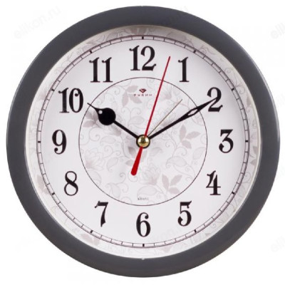 Будильник Рубин В4-009 Узор кварц 15см серый