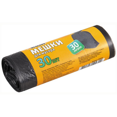 Мешки для мусора , 30л (30шт/рул) черные РЫЖИЙ КОТ 003930-1