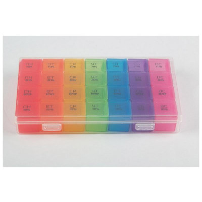 Таблетница 28 секций на 7 дней РЫЖИЙ КОТ 007752-1