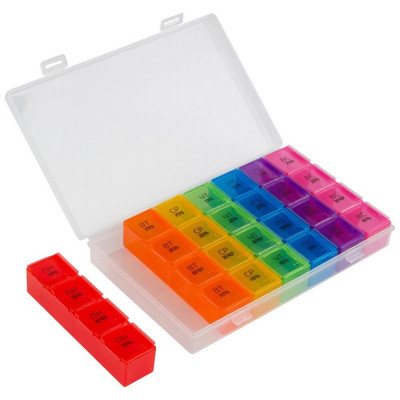 Таблетница 28 секций на 7 дней РЫЖИЙ КОТ 007752-3