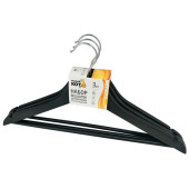 Набор вешалок деревянных с перекладиной цвет черный (3шт) РЫЖИЙ КОТ 007768