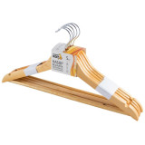 Набор вешалок деревянных с перекладиной светлое дерево (5шт) РЫЖИЙ КОТ 007769