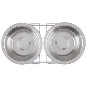 Подставка с двумя мисками 300мл нерж.сталь РЫЖИЙ КОТ 107306-2