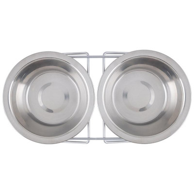 Подставка с двумя мисками 300мл нерж.сталь РЫЖИЙ КОТ 107306-2