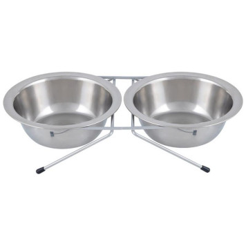 Подставка с двумя мисками 300мл нерж.сталь РЫЖИЙ КОТ 107306