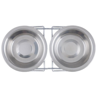 Подставка с двумя мисками 180мл нерж.сталь РЫЖИЙ КОТ 107307-2