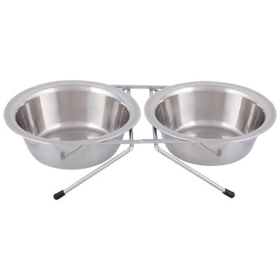 Подставка с двумя мисками 180мл нерж.сталь РЫЖИЙ КОТ 107307
