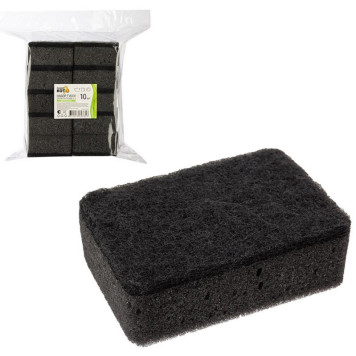 Набор губок для мытья посуды двухслойных прямоугольных KS-08 черный (10шт) РЫЖИЙ КОТ 107569