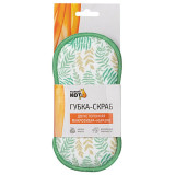 Губка-скраб двухсторонняя " Рыжий кот" 107842 19х9.5см микрофибра+абразив