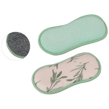 Губка-скраб двухсторонняя 19х9.5см микрофибра+абразив (2шт) РЫЖИЙ КОТ 107843