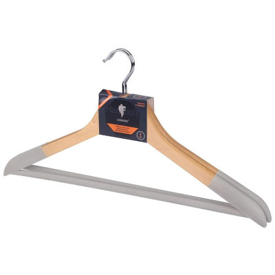 Набор вешалок деревянных, флокированных Leonord (2шт) цвет древесный РЫЖИЙ КОТ 107888