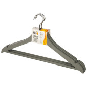 Набор вешалок пластиковых c выемками с покрытием soft-touch (3шт) цвет серый РЫЖИЙ КОТ 1078880