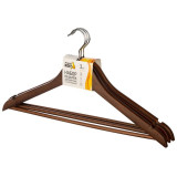 Набор вешалок деревянных с перекладиной (3шт) цвет темно-коричневый РЫЖИЙ КОТ 107911