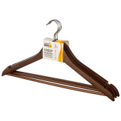 Набор вешалок деревянных с перекладиной (3шт) цвет темно-коричневый РЫЖИЙ КОТ 107911