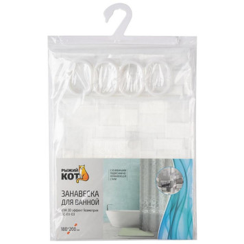 Занавеска для ванной SC-EV-03 EVA 3D эффект Геометрия РЫЖИЙ КОТ 108745