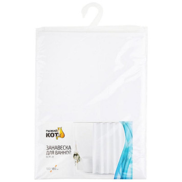 Занавеска для ванной SC-PE-28 белая РЫЖИЙ КОТ 108874-2