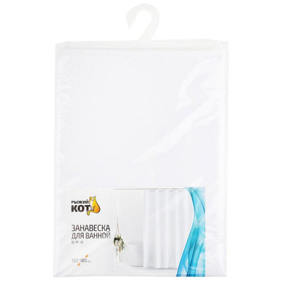 Занавеска для ванной SC-PE-28 белая РЫЖИЙ КОТ 108874-2