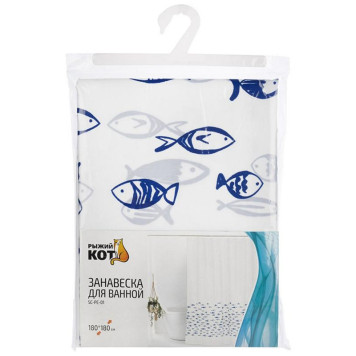 Занавеска для ванной SP-PE-01 Рыбы половина РЫЖИЙ КОТ 108995-1
