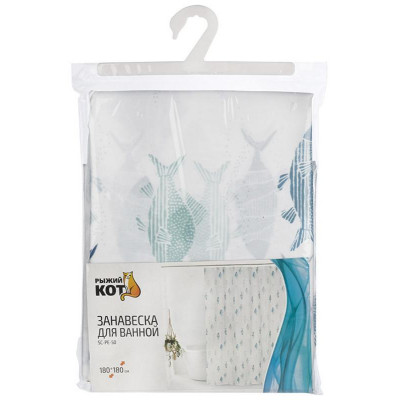 Занавеска для ванной SP-PE-50 Рыбки полные вертикальные РЫЖИЙ КОТ 108996-1